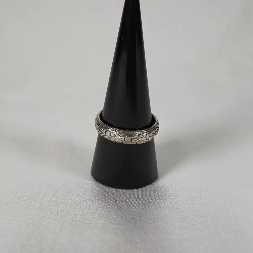Vintage Marsala Etched Paisley Sterling Silver Ring Size 8.75